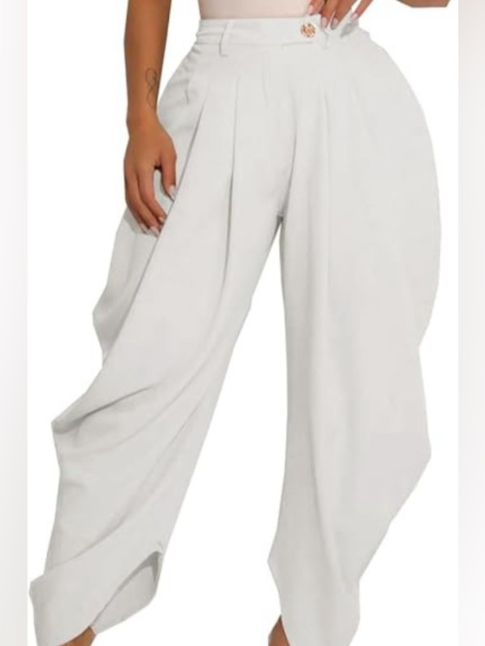 High-Waist Draped Harem Pants - Picture 3 of 5